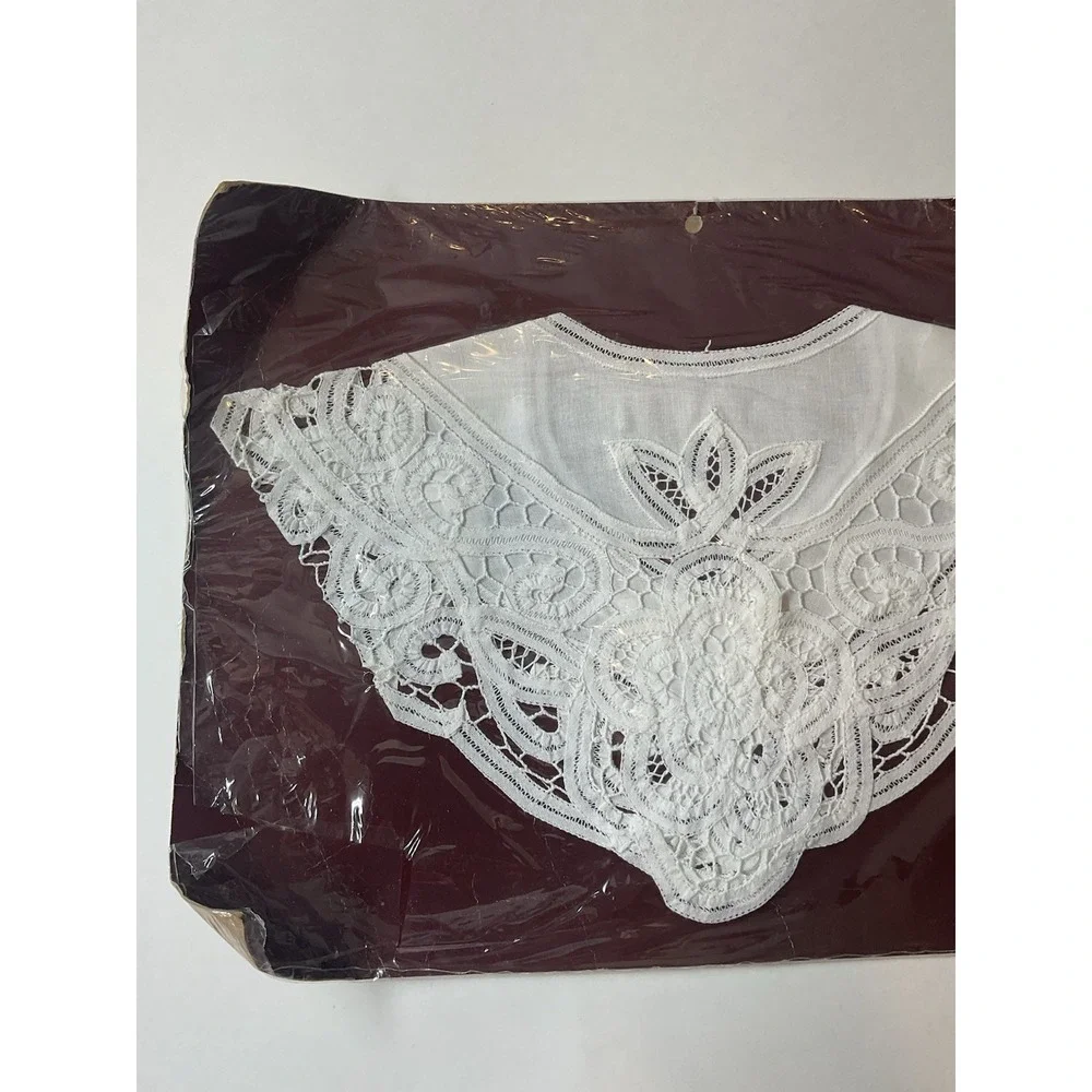 Vtg Cotton Collar Neck Clothing Trim Lace Fabric DIY Costume Clothing Dress Deco